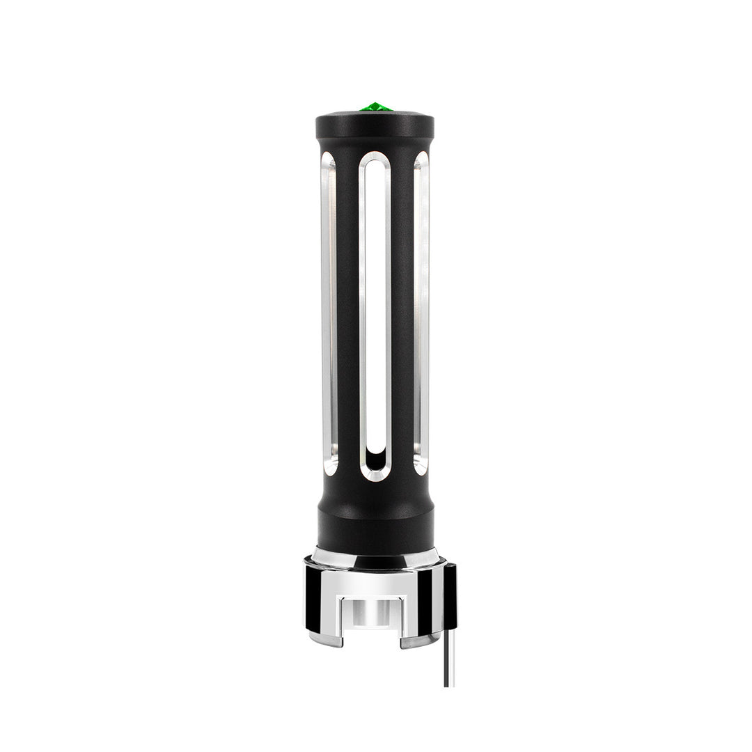 Thread-On Matte Black Sonoma Style Gearshift Knob With LED 13/15/18 Speed Adapter - Dark Green Crystal/Green LED