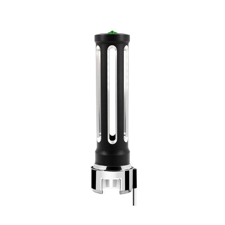 Thread-On Matte Black Sonoma Style Gearshift Knob With LED 13/15/18 Speed Adapter - Dark Green Crystal/Green LED