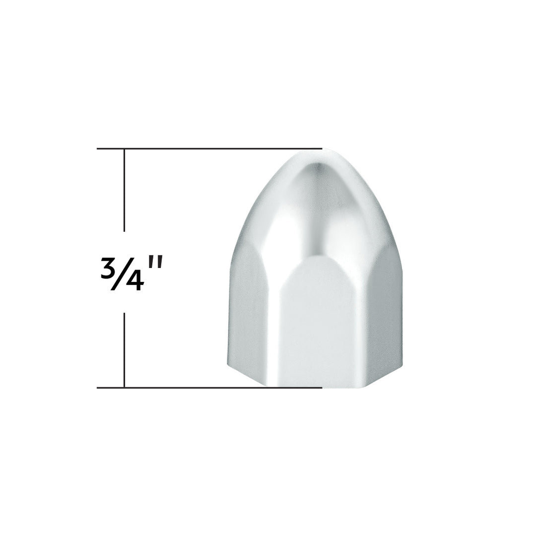 7/16" x 3/4" Chrome Plastic Bullet Nut Covers - Push-On (10-Pack)