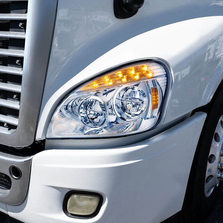 Chrome LED Headlight For 2008-2017 Freightliner Cascadia - Driver