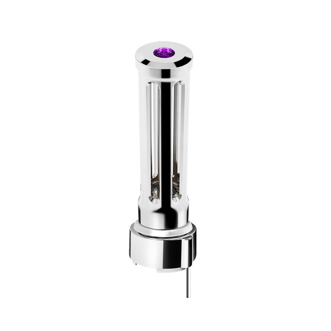 Thread-On Chrome Sonoma Style Gearshift Knob With LED 9/10 Speed Adapter - Purple Crystal/Purple LED
