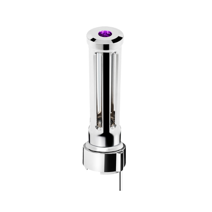Thread-On Chrome Sonoma Style Gearshift Knob With LED 9/10 Speed Adapter - Purple Crystal/Purple LED