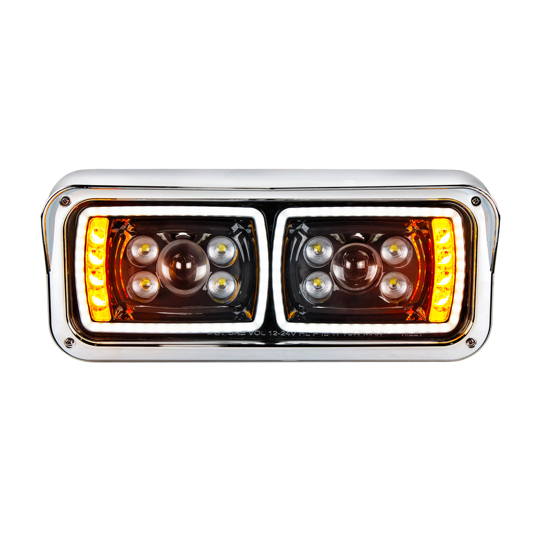 10 High Power LED "Blackout" Projection Headlight With LED Turn Signal &amp; Position Light Bar - Driver