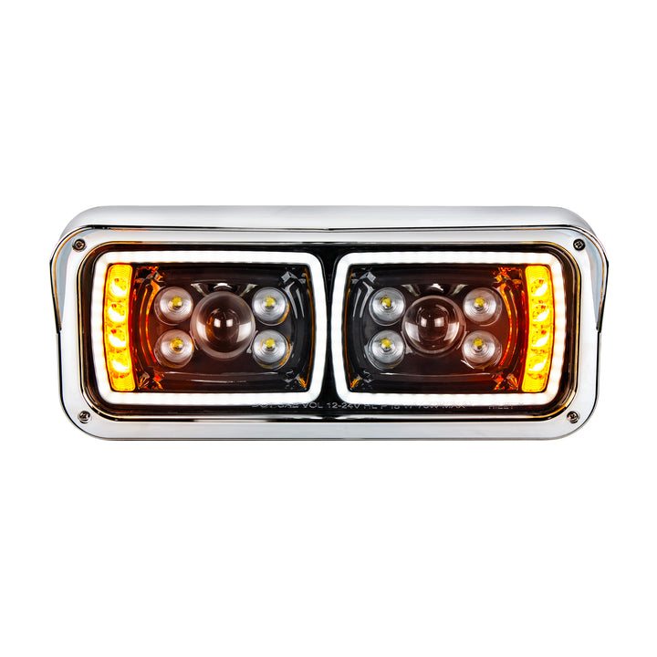 10 High Power LED "Blackout" Projection Headlight With LED Turn Signal &amp; Position Light Bar - Driver