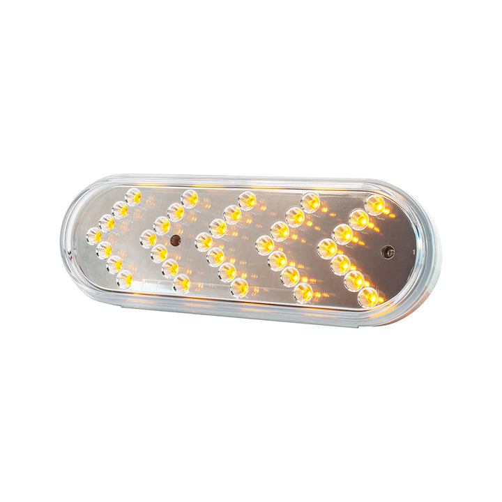 35 LED 6" Reflector Oval Sequential Turn Signal Light - Amber LED/Clear Lens (Bulk)