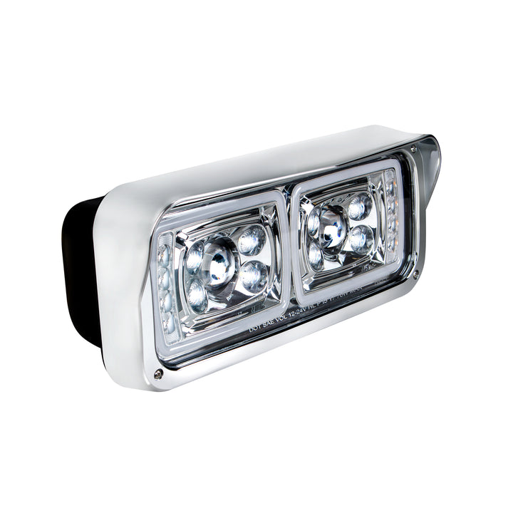 10 High Power LED "Chrome" Projection Headlight With LED Turn Signal &amp; Position Light Bar - Passenger