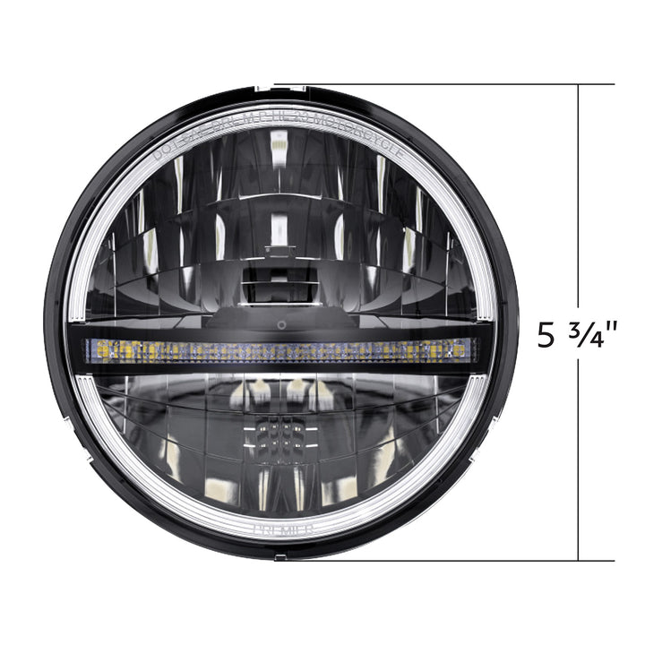 ULTRALIT - 20 High Power LED 5-3/4" Motorcycle Headlight With LED DRL/Position Light - Black