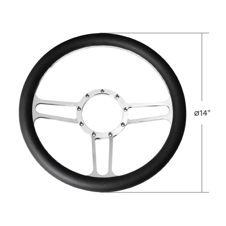 14" Chrome Aluminum 3 - Spoke Style 9 - Screw Mount "Competition Series" Steering Wheel