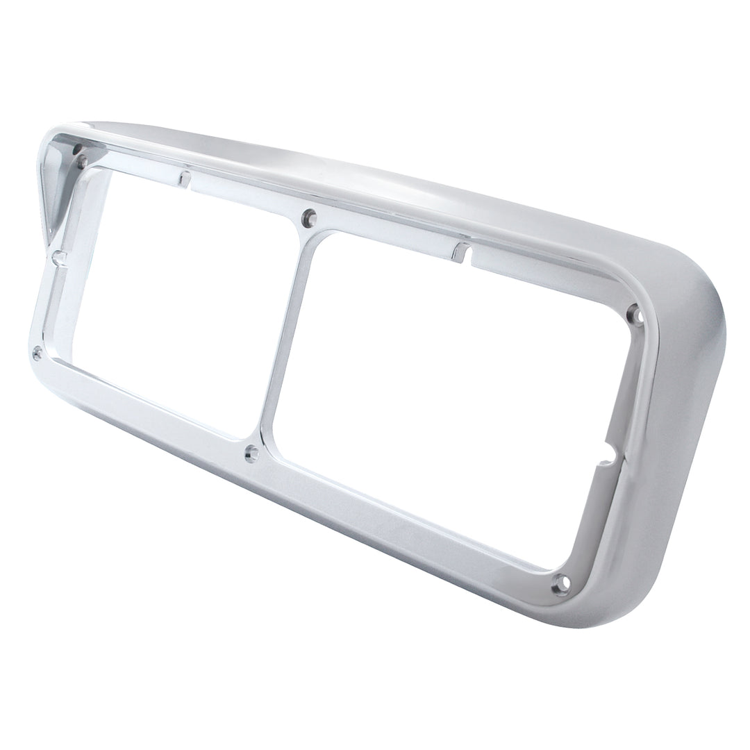 Chrome Plastic Rectangular Dual 4" x 6" Headlight Bezel With Visor (Bulk)