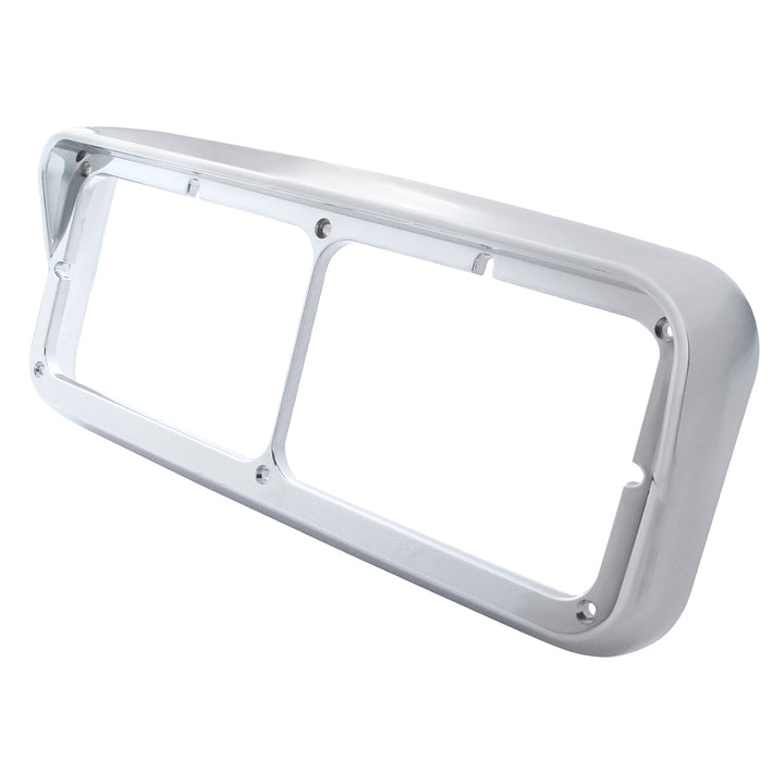 Chrome Plastic Rectangular Dual 4" x 6" Headlight Bezel With Visor (Bulk)