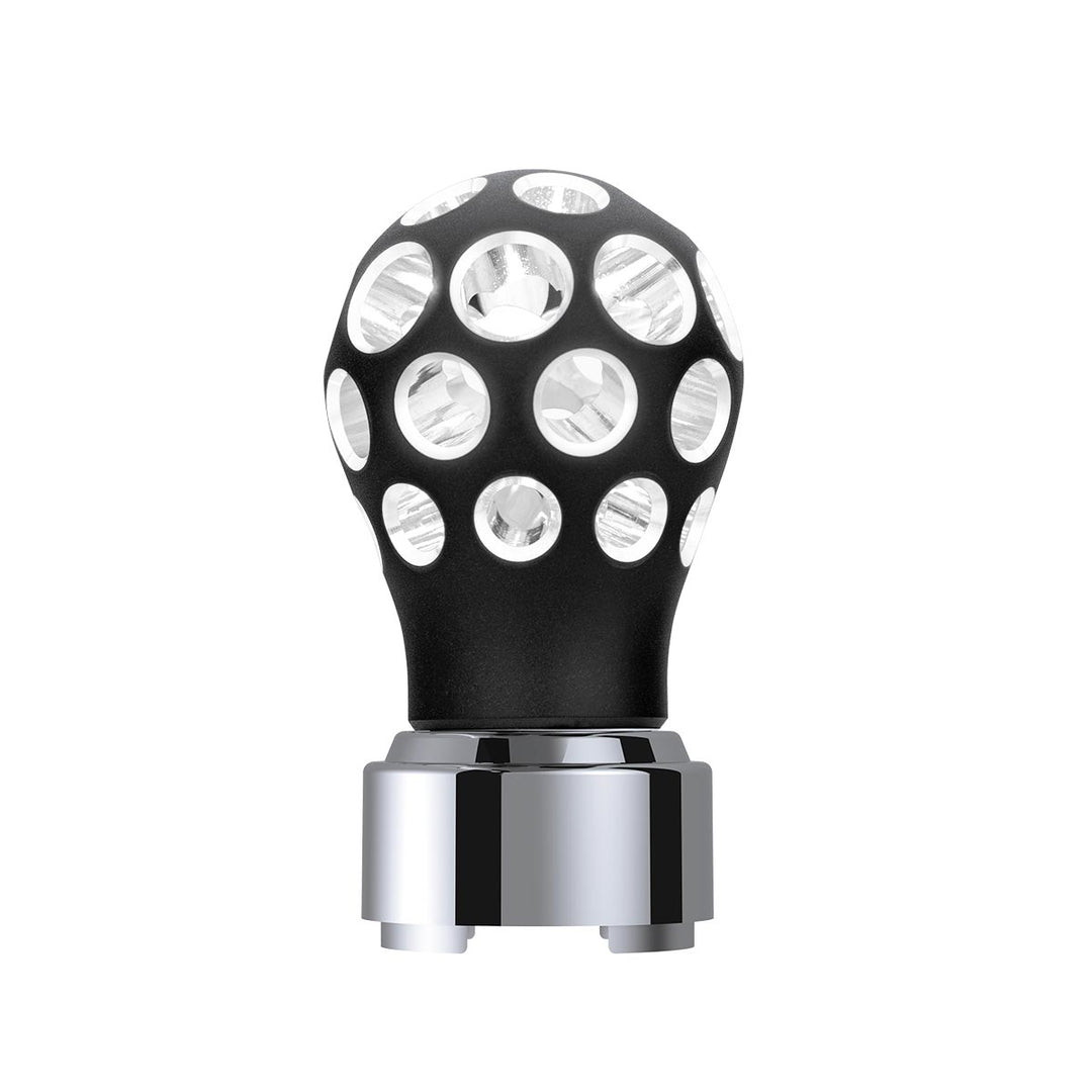 Thread-On Matte Black Phoenix Style Ball Gearshift Knob With LED 9/10 Speed Adapter - White LED