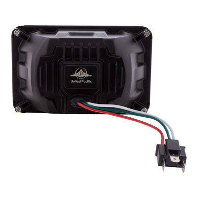 ULTRALIT - Heated 4" x 6" LED Headlight With Glass Lens &amp; Aluminum Housing - Low Beam - Black