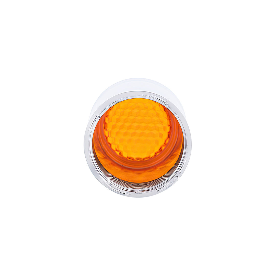 Dome Lens Bumper Guide Top With Chrome Base - Amber (2-Pack)