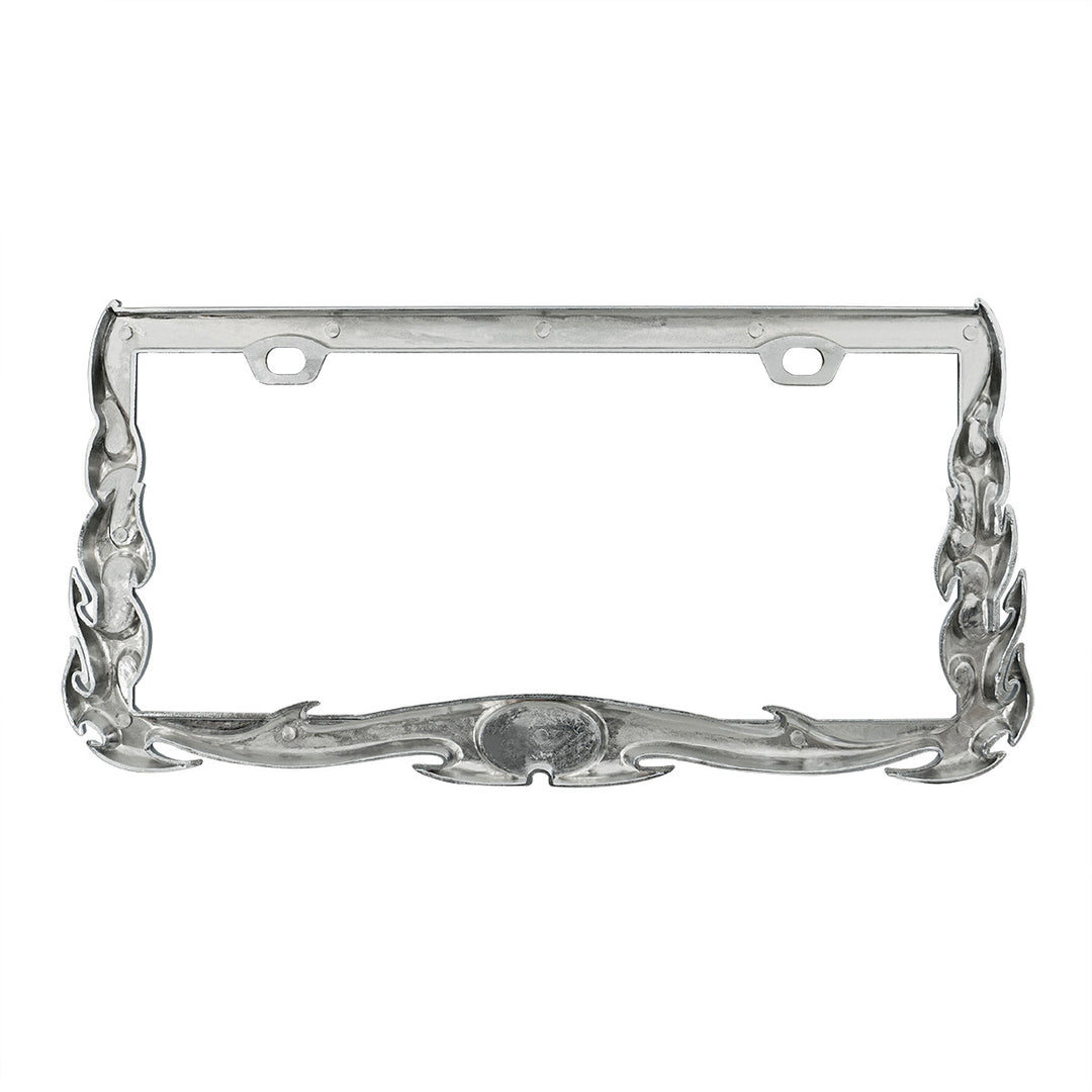 Flame License Plate Frame - Chrome