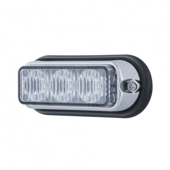 3 LED Warning Light With Black Bezel - White LED (Bulk)
