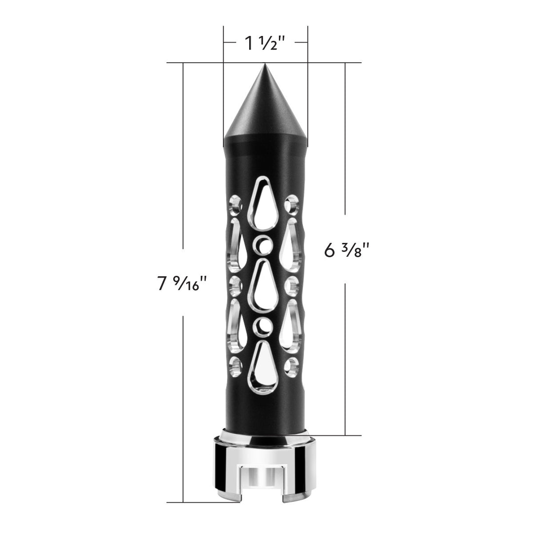 Thread-On Brooklyn Style Spike Gearshift Knob With 13/15/18 Speed Adapter - Matte Black/Vertical