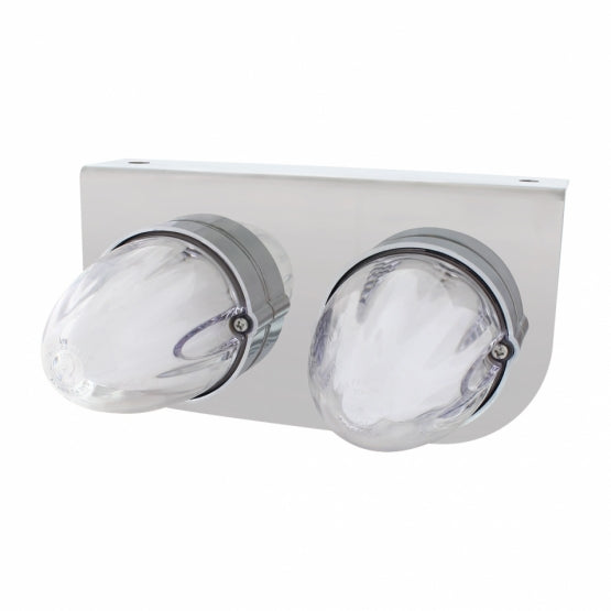 Stainless Light Bracket With 2 x 9 LED Dual Function Watermelon GloLight - Amber LED/Clear Lens