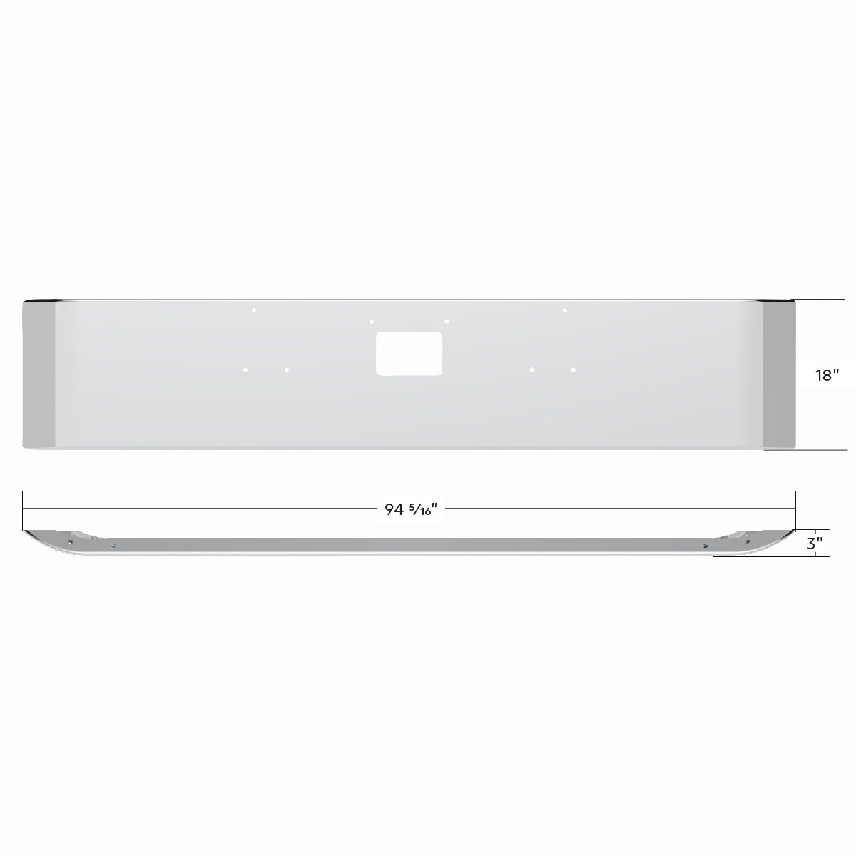 SS Clad Aluminum Bumper For 1987-2007 Peterbilt 379 - Curved Ends