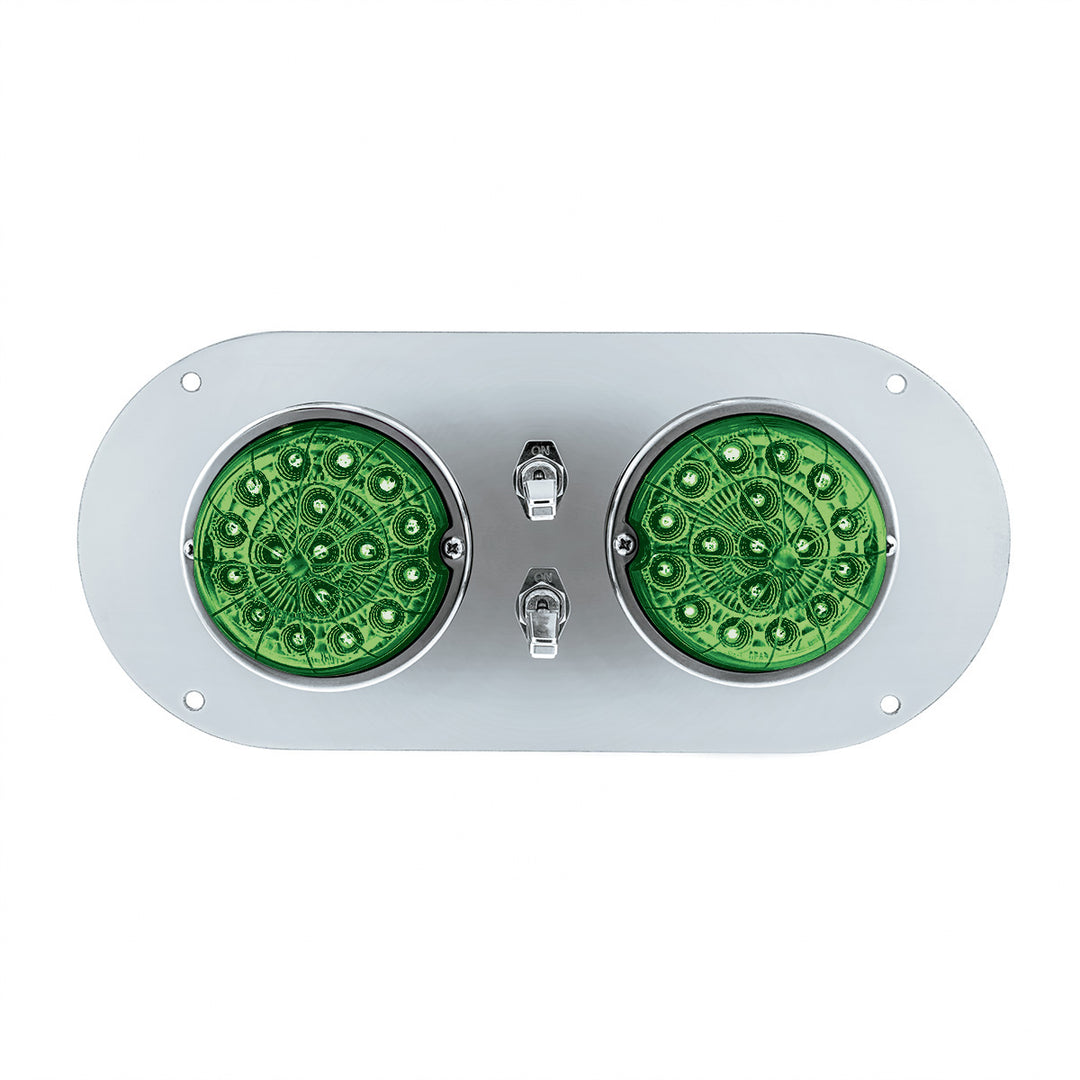 304 Stainless Steel Above Door Dome Light Kit With 2 x 17 LED Double Fury Watermelon For KW &amp; PB Trucks - Red &amp; Green LED