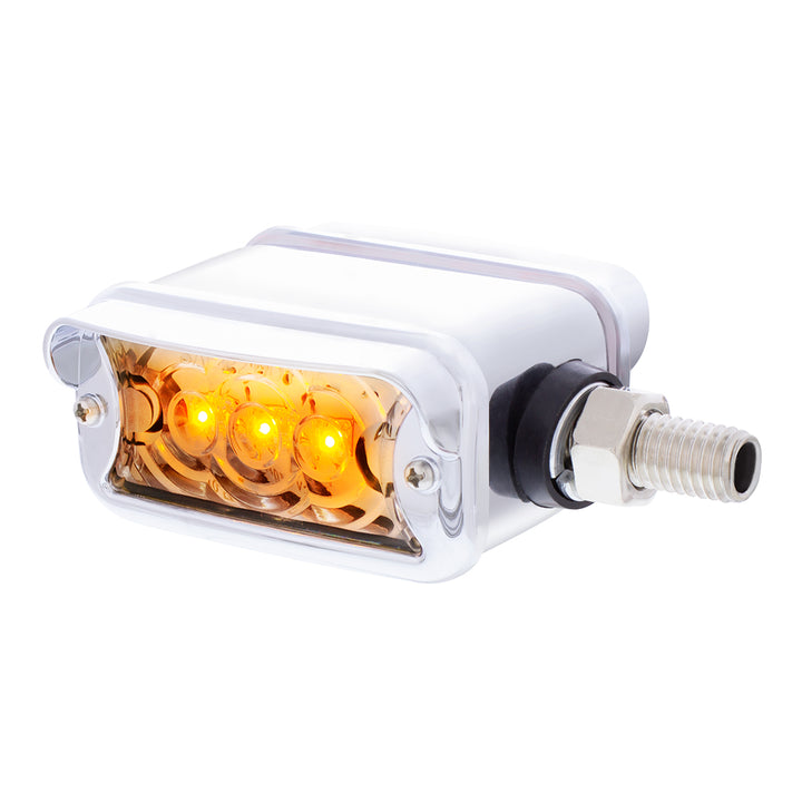 6 LED Single Function Double Face Light W/Visor - Horizontal Mount - Amber &amp; Red LED/Clear Lens