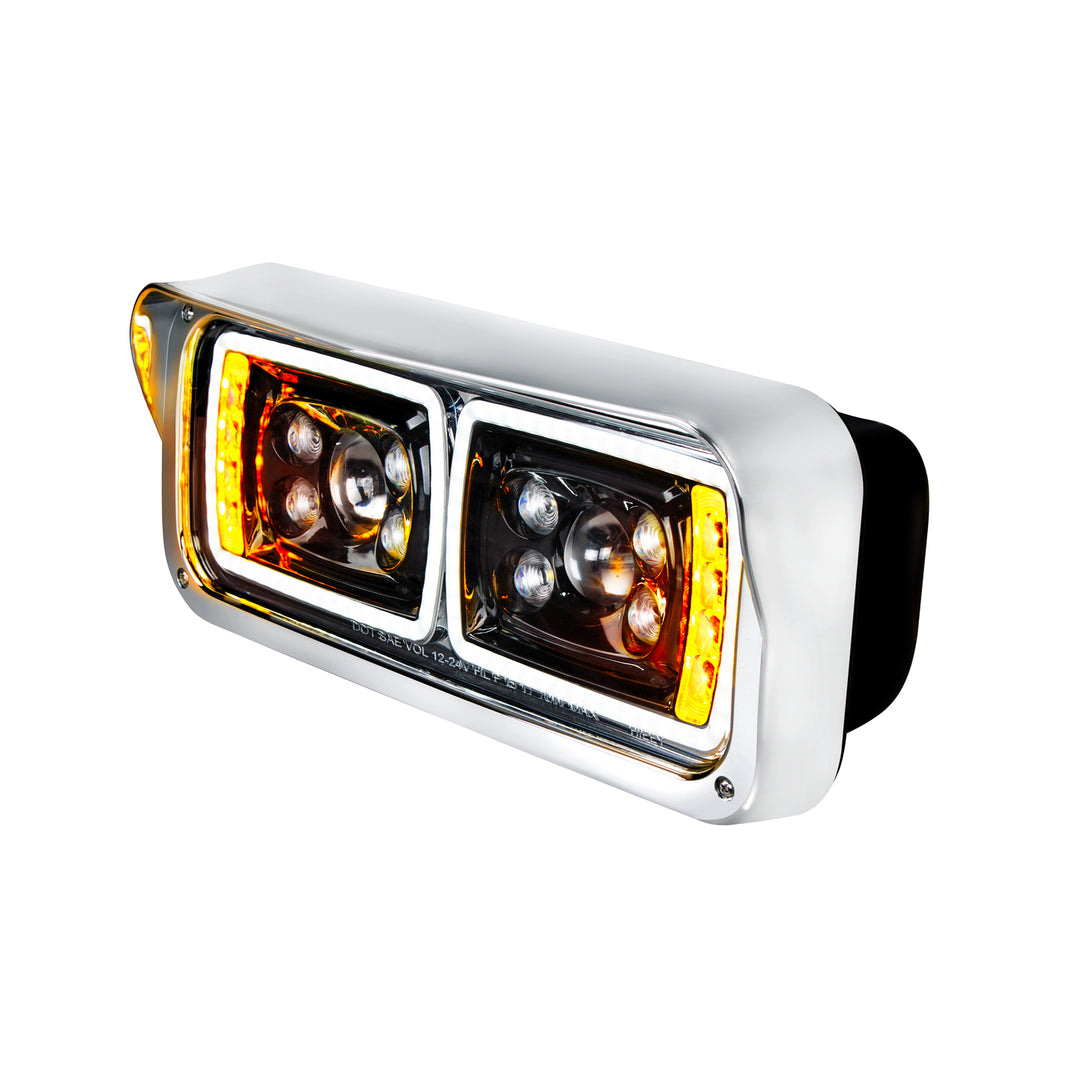10 High Power LED "Blackout" Projection Headlight With LED Turn Signal &amp; Position Light Bar - Driver