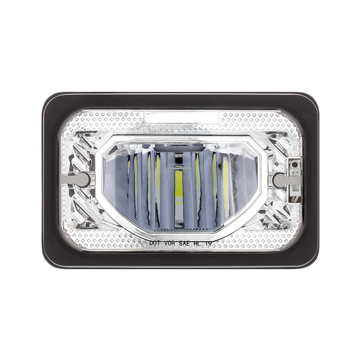 ULTRALIT - Heated 4" x 6" LED Headlight With Glass Lens &amp; Aluminum Housing - Low Beam - Chrome