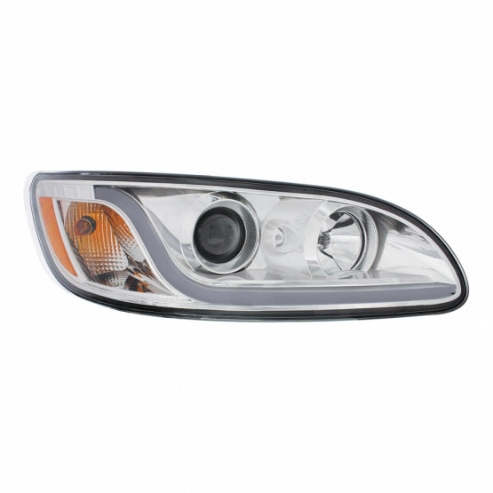 Chrome Projection Headlight W/LED Dual Function Light Bar For PB 386 (2005-2015) &amp; 387 (1999-2010) - Passenger