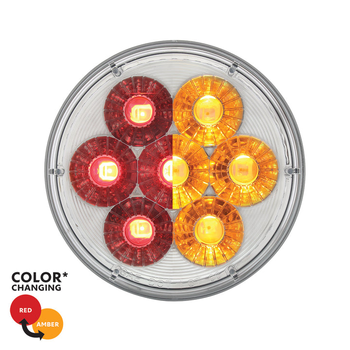 14 LED 4" Round Double Fury Light (Stop, Turn &amp; Tail) - Red &amp; Amber LED/ Clear Lens