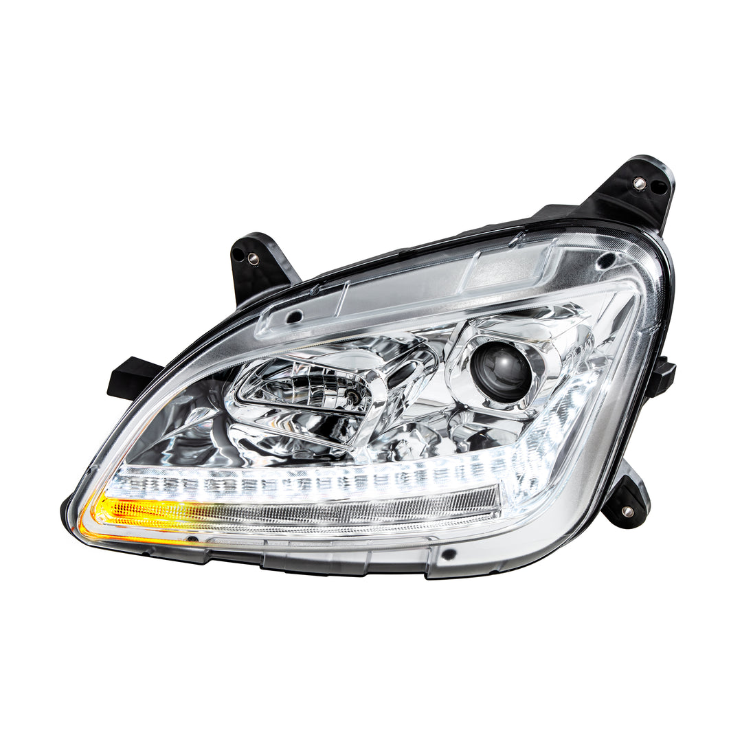 Chrome Projection Headlight With LED Sequential Turn and DRL For 2012-2021 Peterbilt 579 - Driver