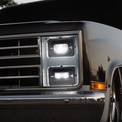 ULTRALIT - Heated 4" x 6" LED Headlight With Glass Lens &amp; Aluminum Housing - Low Beam - Black