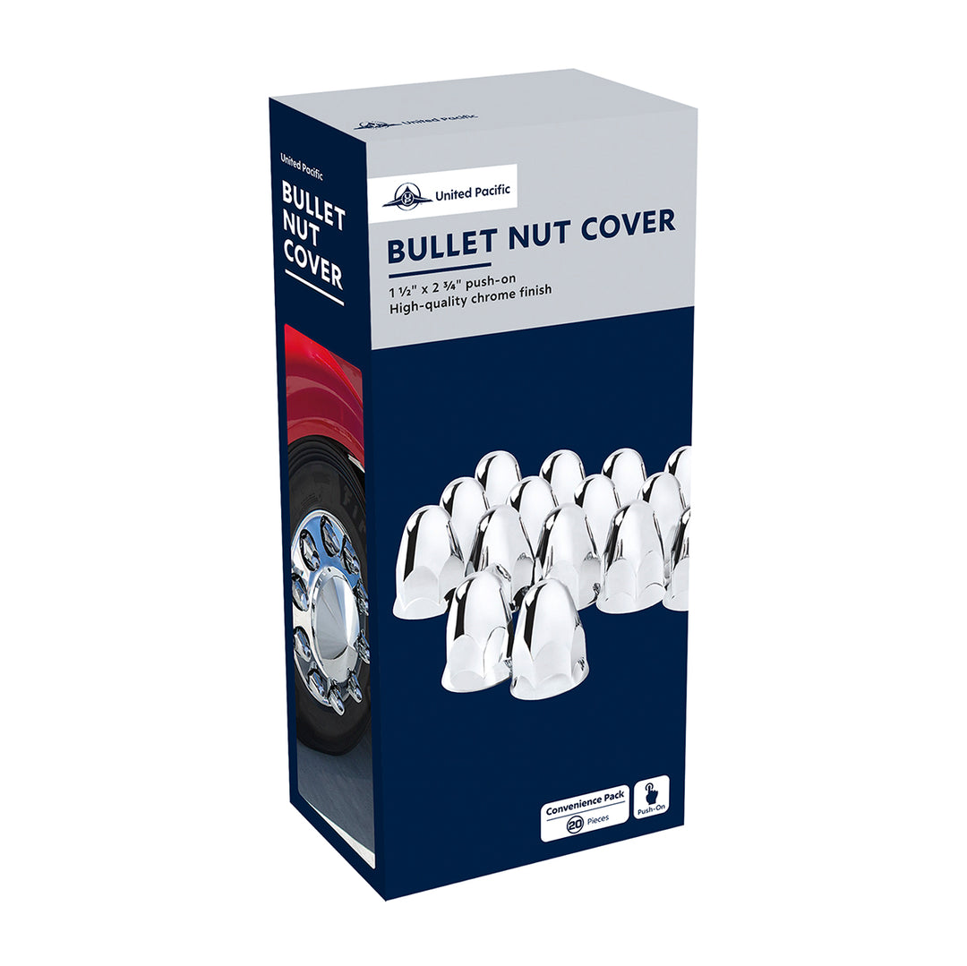 1-1/2" x 2-3/4" Chrome Plastic Slotted Bullet Nut Cover With Flange - Push-On (Bulk)