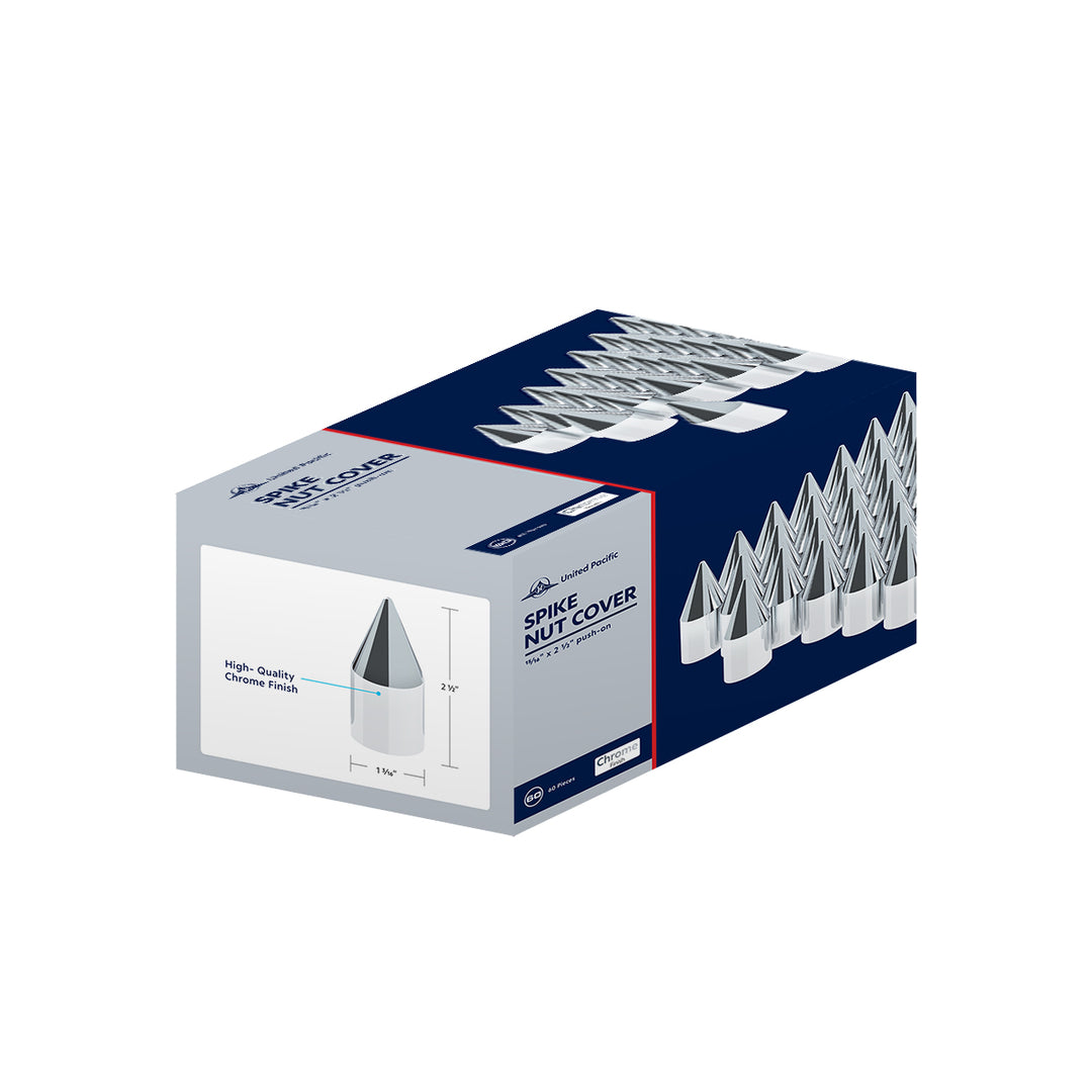 15/16" x 2-1/2" Chrome Plastic Spike Nut Cover - Push-On (Color Box of 60)