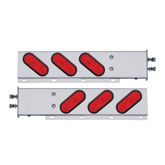 2-1/2" Bolt Pattern Stainless Spring Loaded Light Bar With 6X Oval Lights &amp; Grommets (Pair)