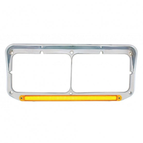 24 LED Rectangular Dual Headlight Bezel With Visor &amp; GloLight - Amber LED/Amber Lens