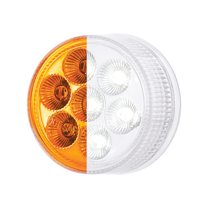 7 LED 2" Round Double Fury Light (Clearance/Marker) - Amber &amp; White LED/Clear Lens