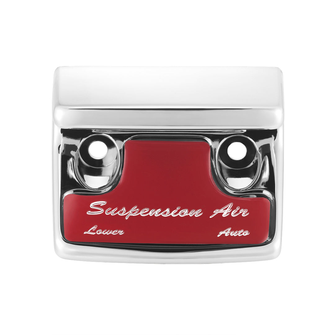 Chrome Plastic Suspension Air Switch Guard With Glossy Sticker For 1990-2010 Freightliner Classic - Red