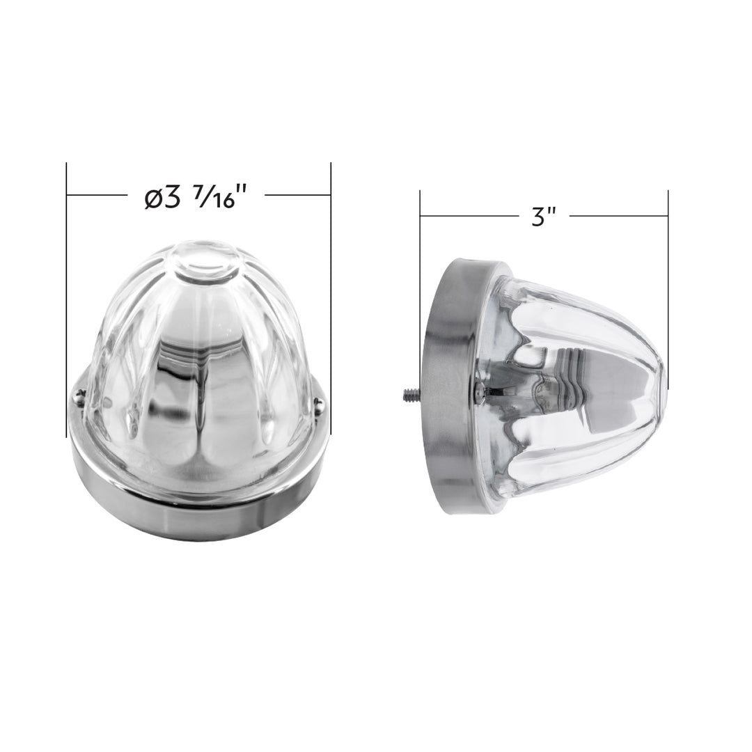 Dual Function Glass Watermelon Flush Mount Kit With LED Bulb - Red LED/Clear Lens