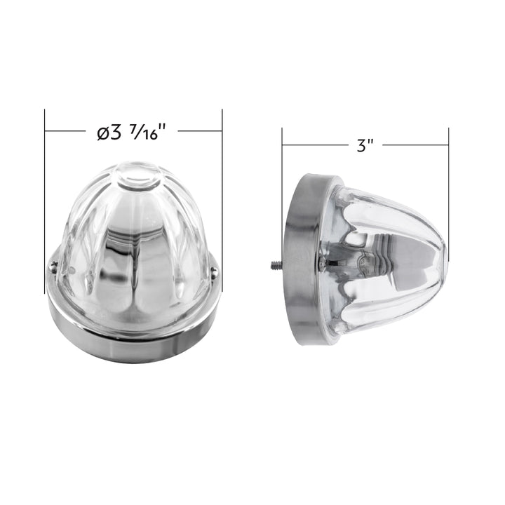 Dual Function Glass Watermelon Flush Mount Kit With LED Bulb - Red LED/Clear Lens
