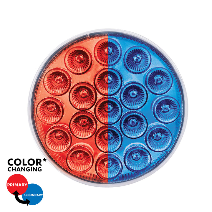 19 LED 4" Round Double Fury Light (Stop &amp; Turn) - Red &amp; Blue LED/Clear Lens