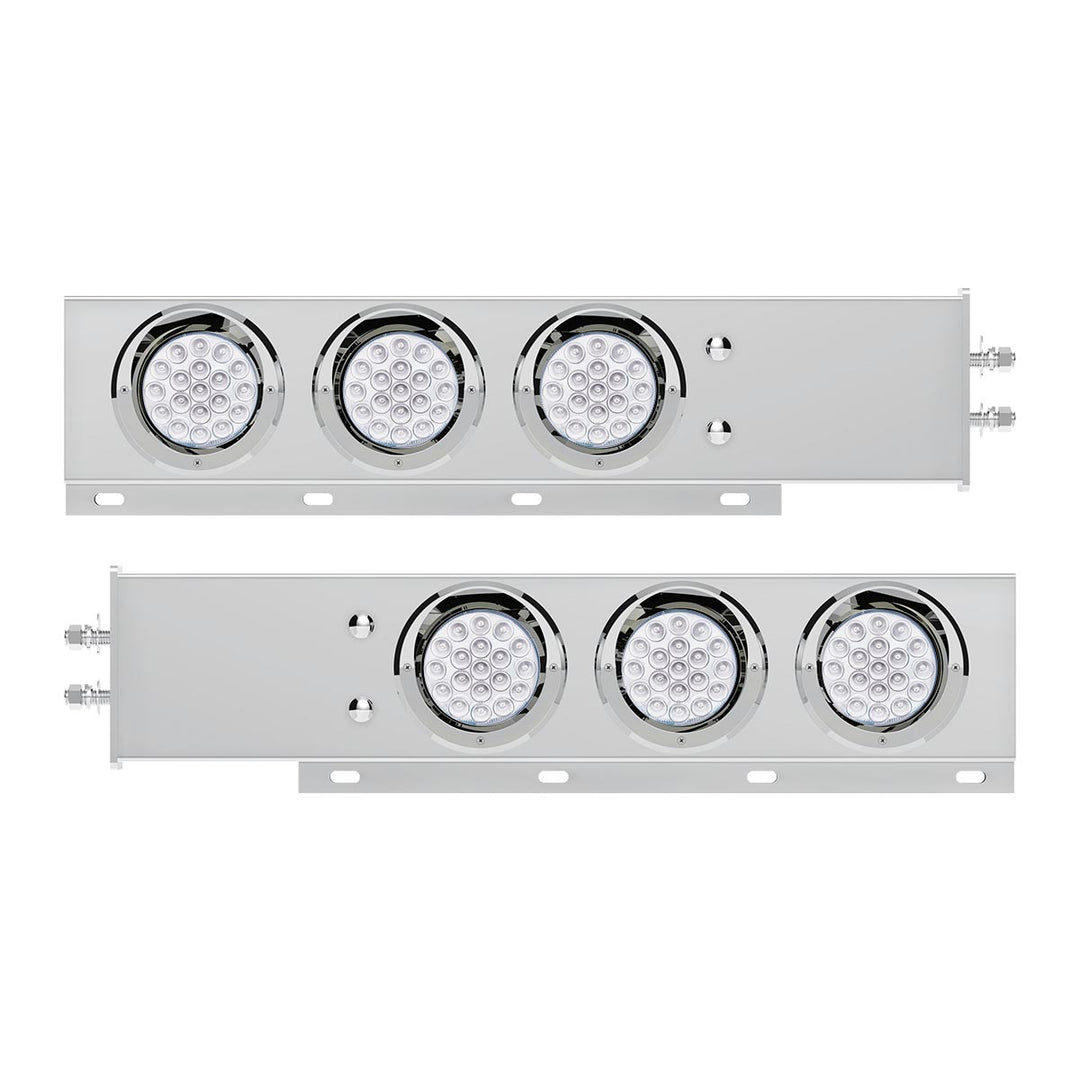 2" Bolt Pattern Stainless Steel Spring Loaded Light Bar With 6X Double Fury 19 LED Lights &amp; Visors - Red &amp; Blue LED (Pair)
