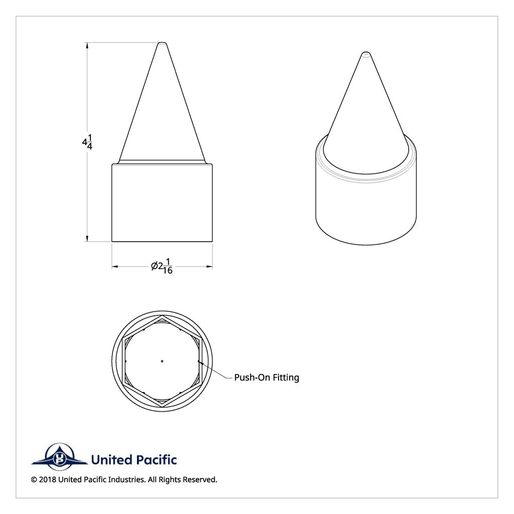 1-1/2" x 4-1/4" Chrome Plastic Stiletto Nut Covers - Push-On (10-Pack)