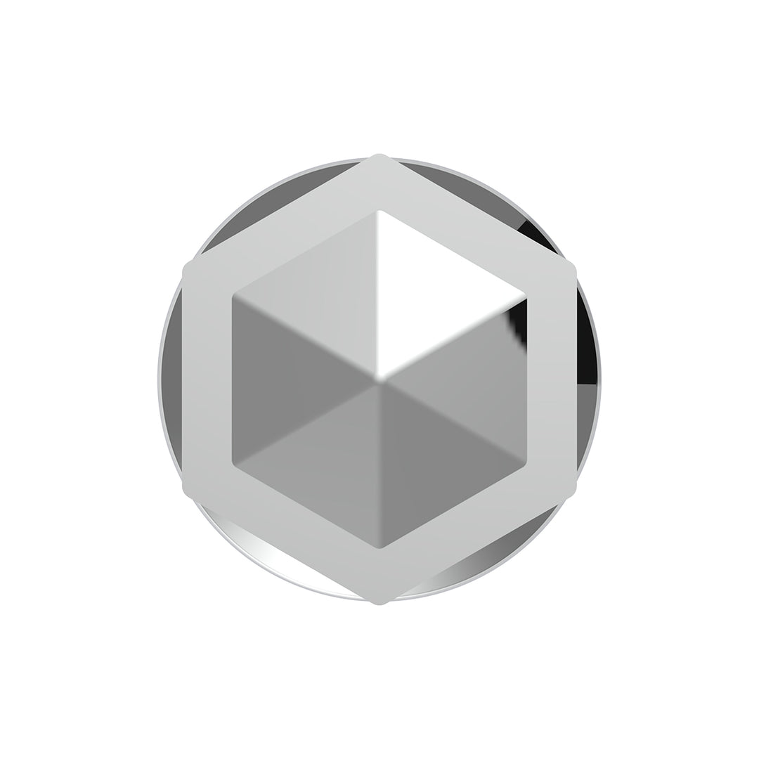 33mm X 3" Tall Chrome Plastic Hexagon Style Thread-On Nut Cover (Bulk)