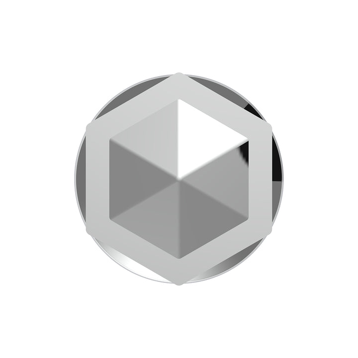 33mm X 3" Tall Chrome Plastic Hexagon Style Thread-On Nut Cover (Bulk)