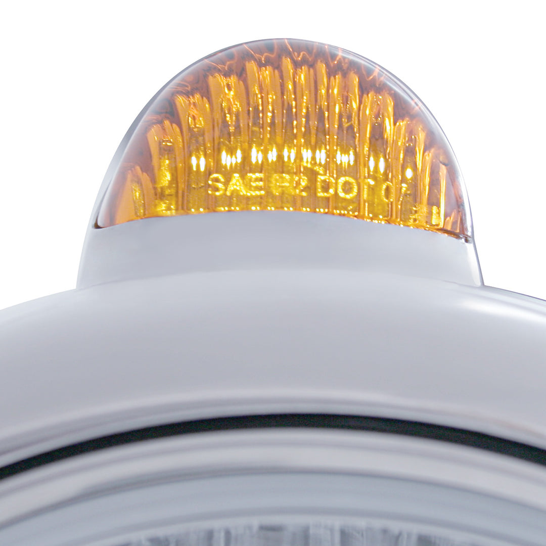 Stainless Steel Guide 682-C Headlight H4 With Amber LED &amp; Dual Mode LED Signal - Amber Lens
