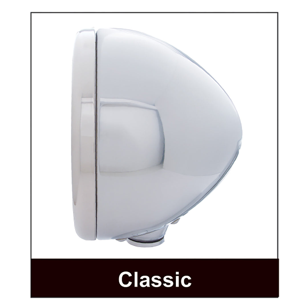 Stainless Classic Headlight 11 LED Bulb &amp; Dual Mode LED Signal - Clear Lens