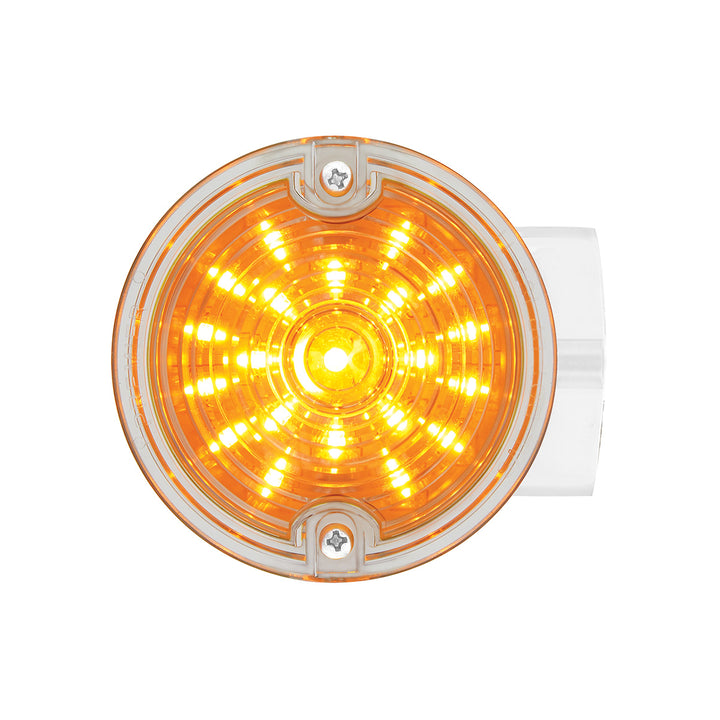 21 LED 3-1/4" Dual Function Signal Light For Harley Motorcycle With Housing - Amber LED/Clear Lens