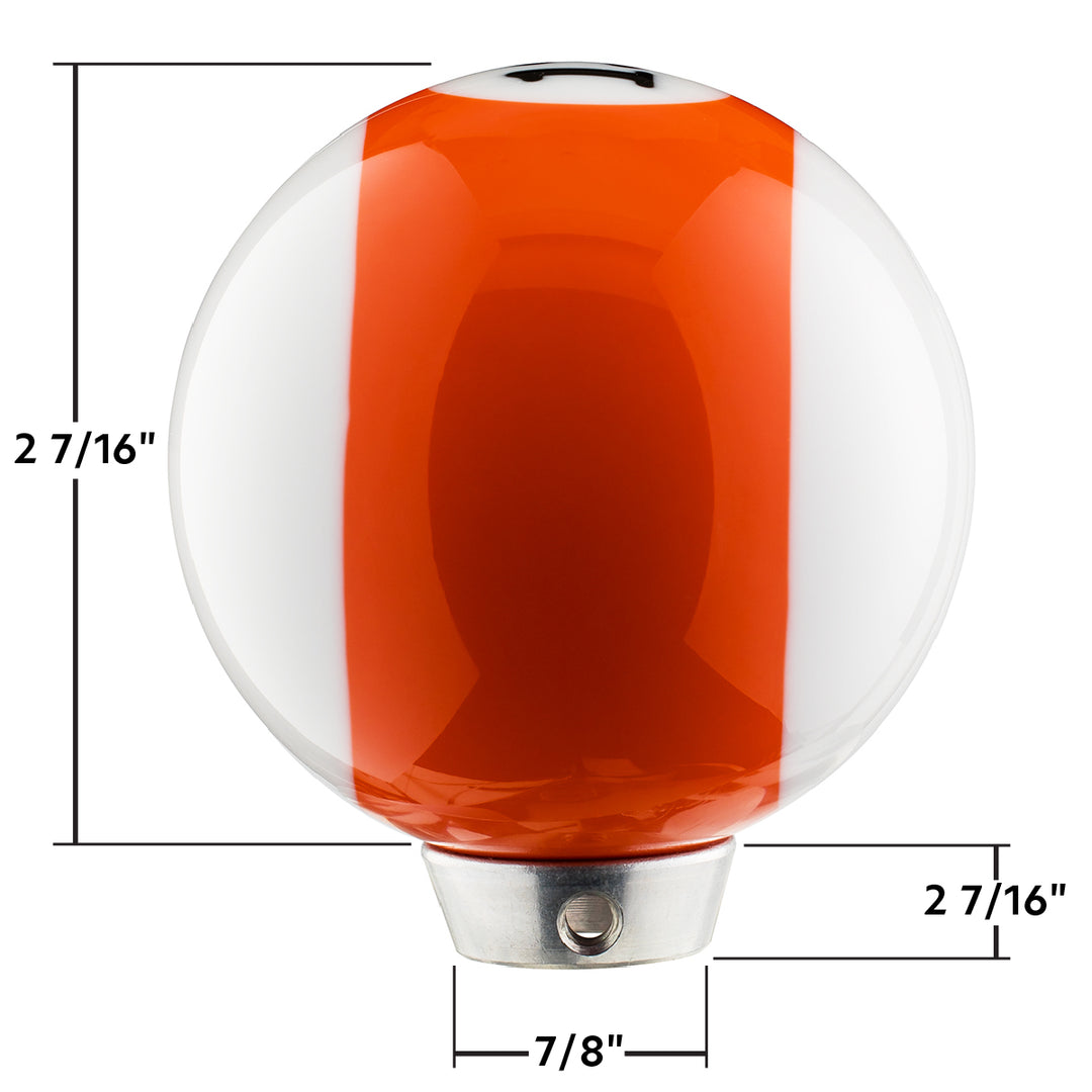 Number 13 Pool Ball Gearshift Knob - Gloss Orange Striped