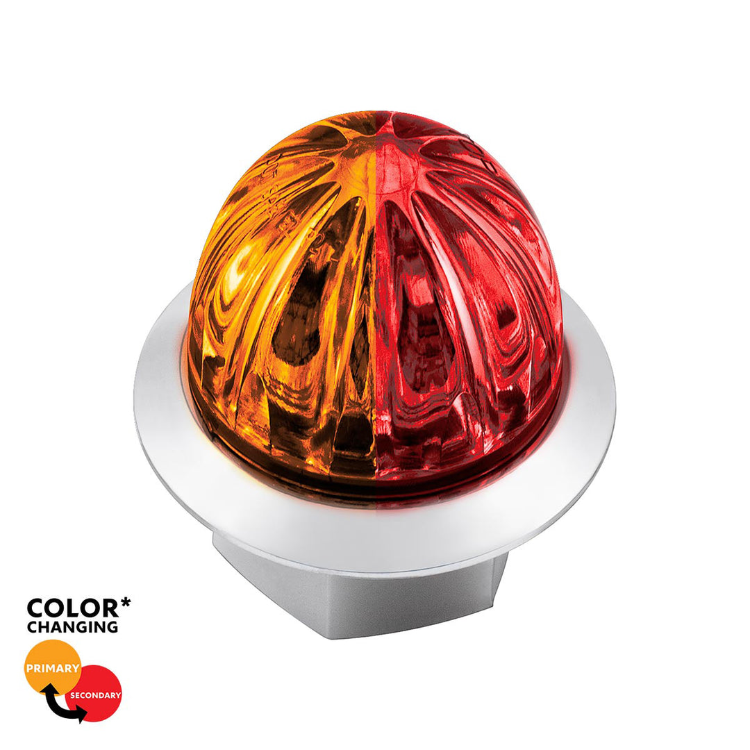 4 LED 1-1/8" Watermelon Double Fury Light With Clear Lens (Clearance/Marker) - Amber &amp; Red LED