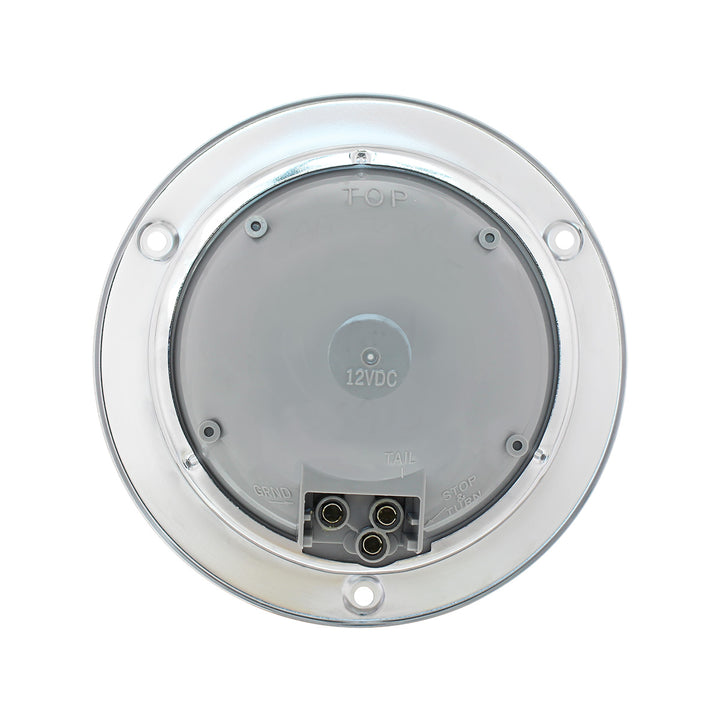 7 LED 4" Round Stainless Steel Flange Light (Stop, Turn &amp; Tail) - Red LED/Red Lens