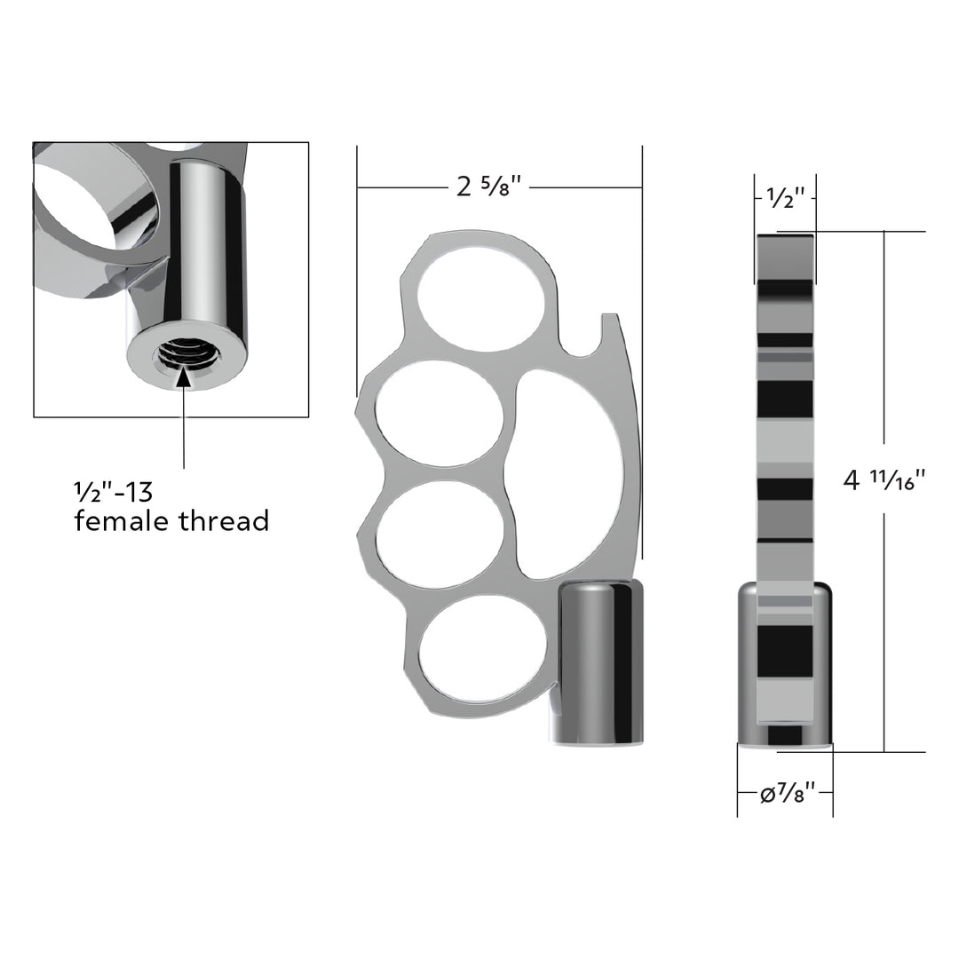 1/2" - 13 Thread-On Knuckle Gearshift Knob - Chrome